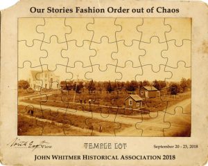 Old photograph broken into puzzle pieces with text "Our Stories Fashion Order Out of Chaos"